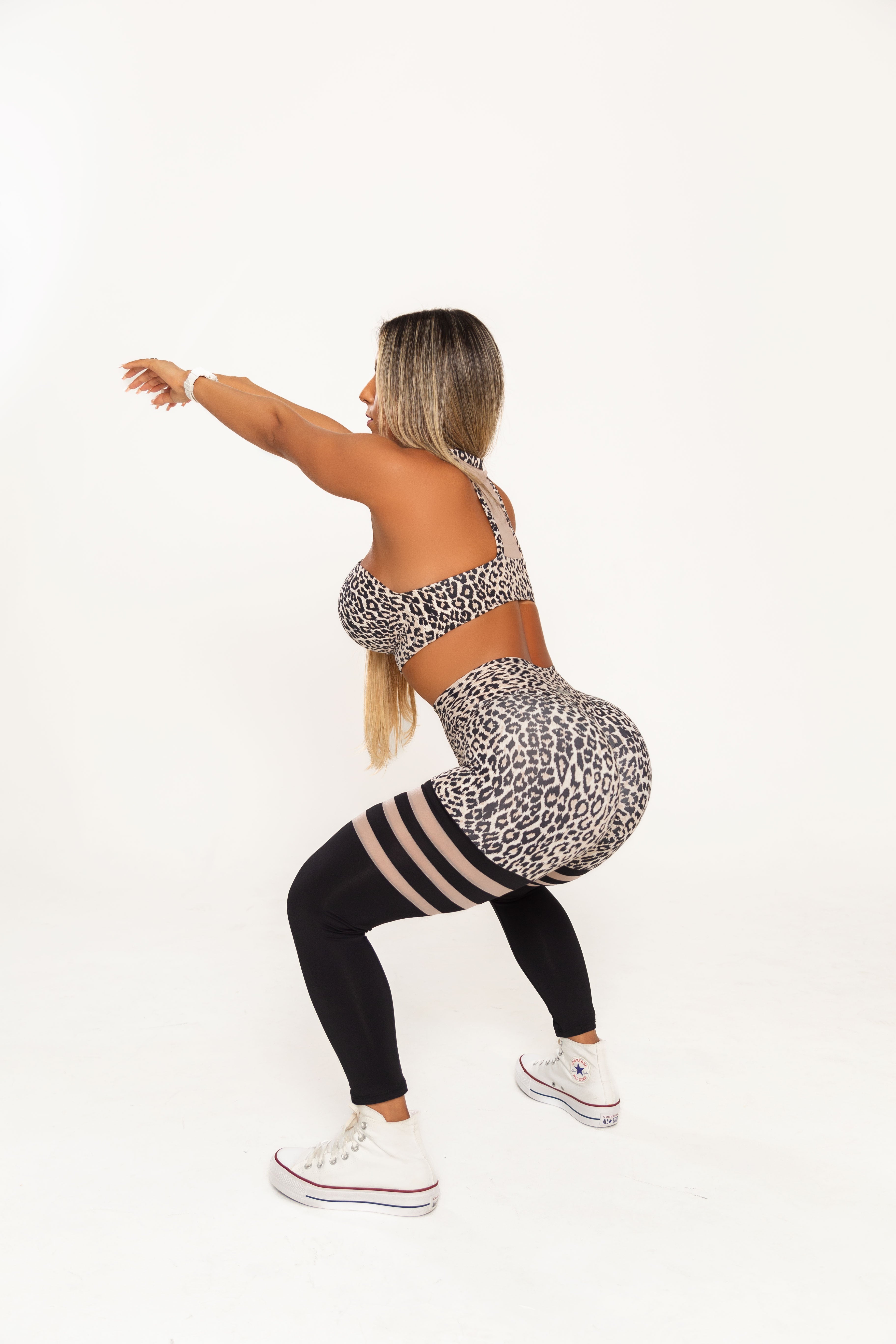 Legging Animal Empina Bumbum Print & Preto She Squats