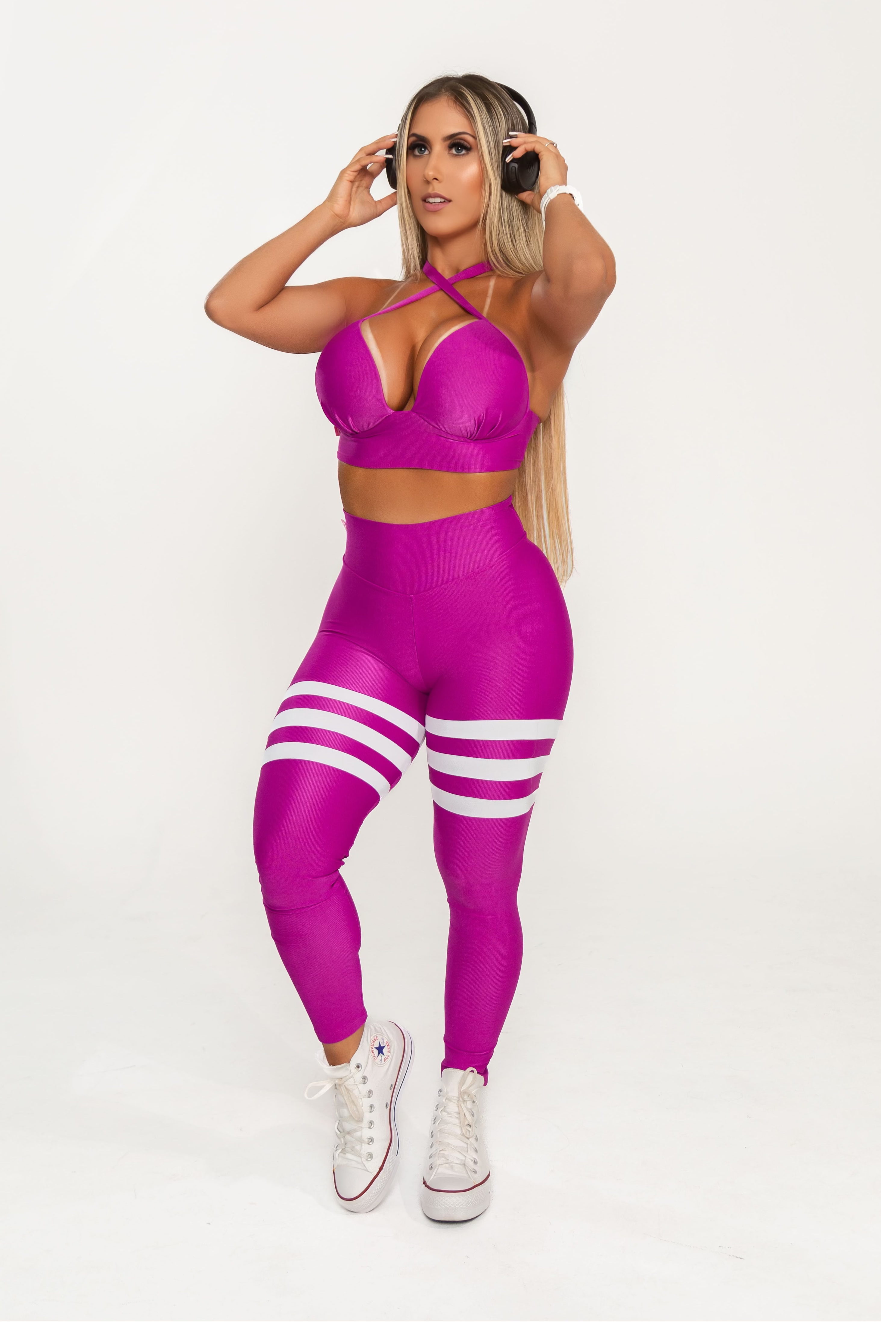 Conjunto Empina Bumbum & Top Com Bojo Magenta She Squats