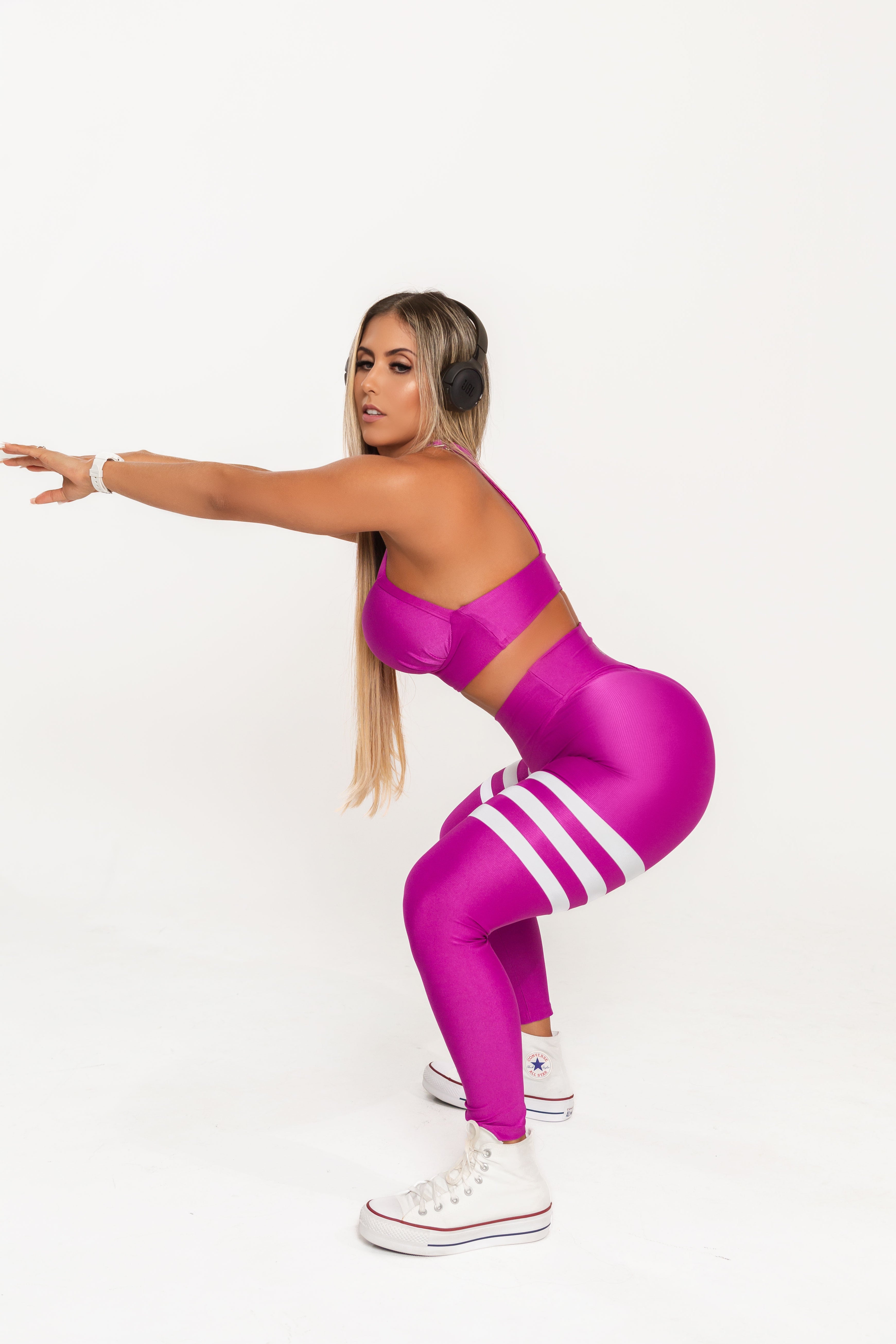 Conjunto Empina Bumbum & Top Com Bojo Magenta She Squats