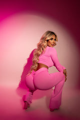 Calça Flare Empina Bumbum Rosa She Squats