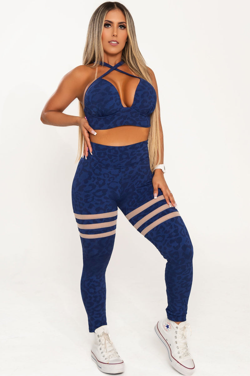 Conjunto Empina Bumbum Animal Print Azul Tule She Squats - She Squats