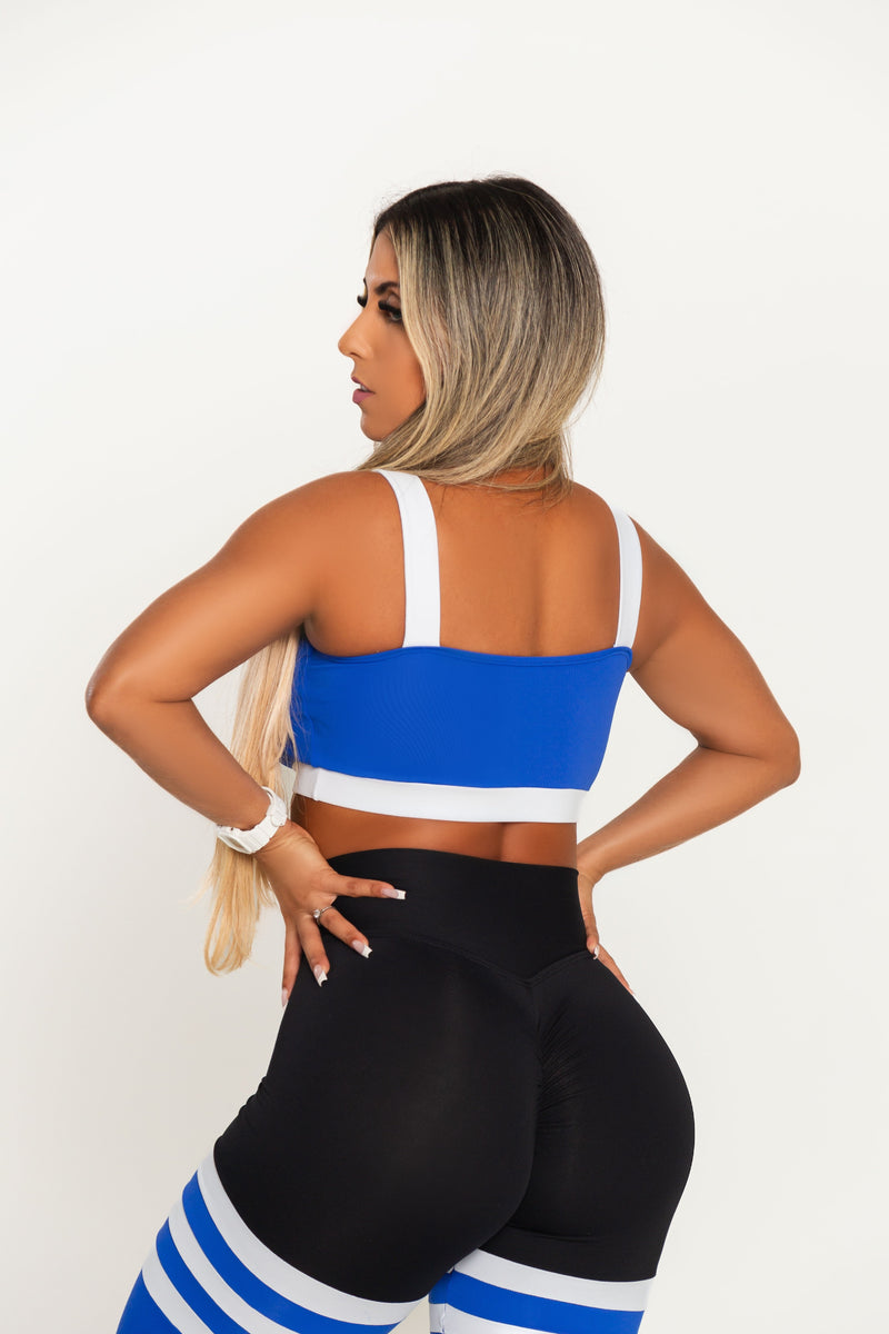 Conjunto Empina Bumbum Azul Royal com Top Faixa She Squats - She Squats