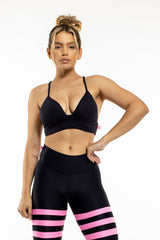 Conjunto Empina Bumbum & Top de Bojo Alça Cruzada Preto & Rosa She Squats - She Squats