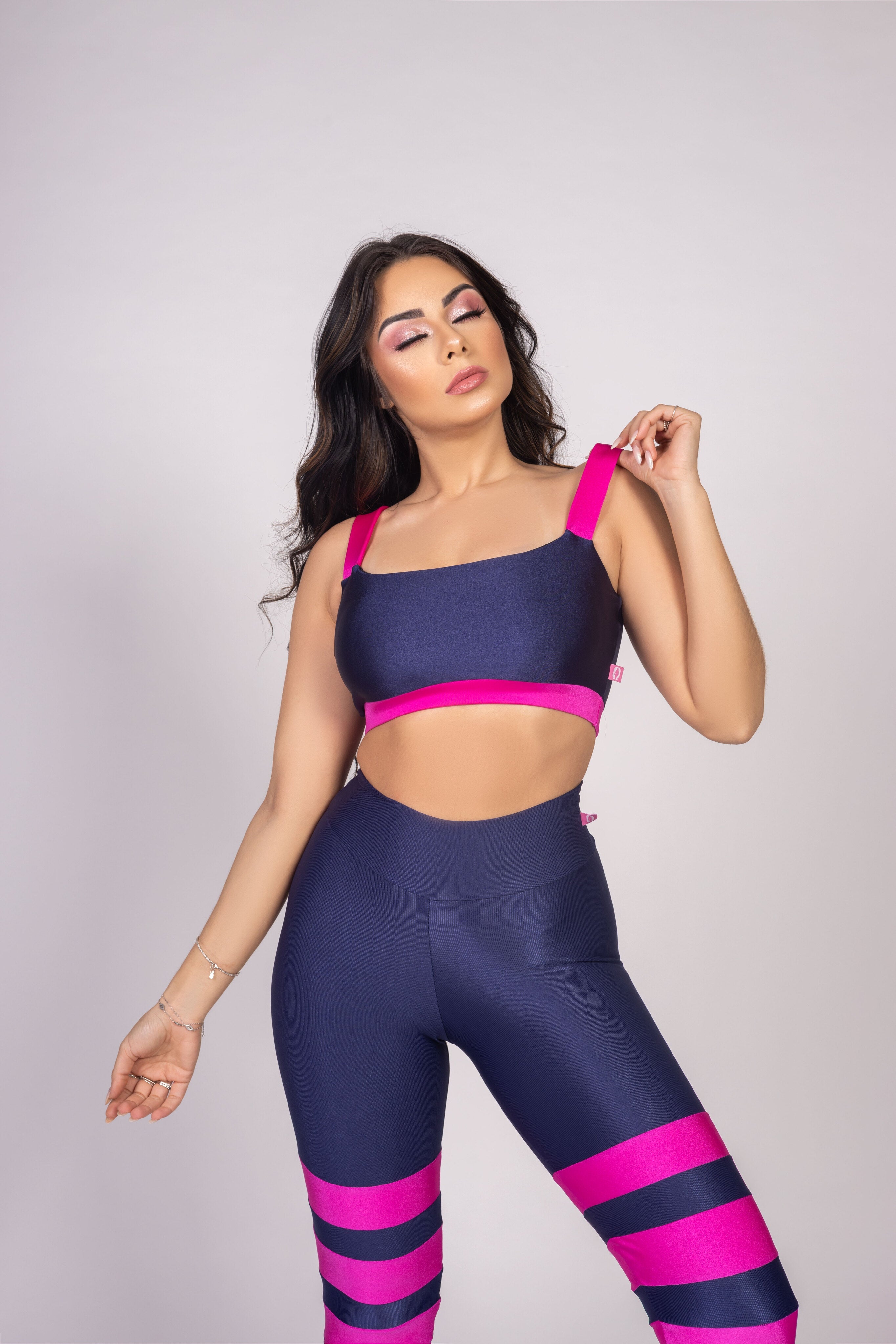 Conjunto Empina Bumbum & Top Faixa Azul & Fúcsia She Squats - She Squats
