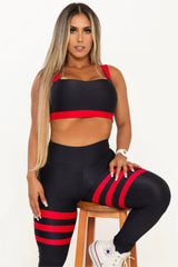 Conjunto Preto & Vermelho com Top Faixa She Squats - She Squats