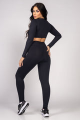 Legging Básica Lisa Preta Cintura Alta de Amarrar - She Squats