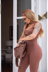 Macacão Flare Empina Bumbum Marrom She Squats - She Squats