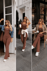 Macacão Flare Empina Bumbum Marrom She Squats - She Squats