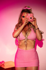 Saia Tubinho com Shorts Interno Poá Rosa She Squats Fitness - She Squats