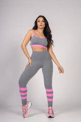 Top Alcinha Cinza Mescla e Rosa She Squats - She Squats