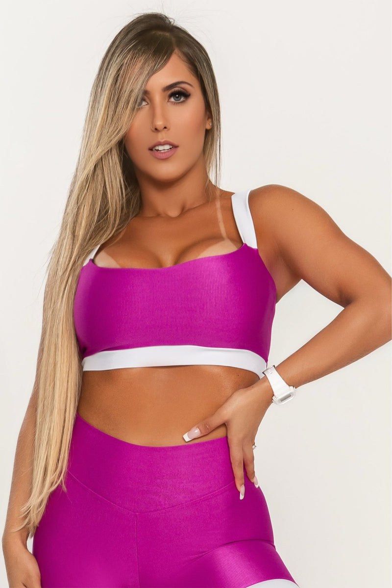 Top Faixa Magenta com Branco She Squats - She Squats