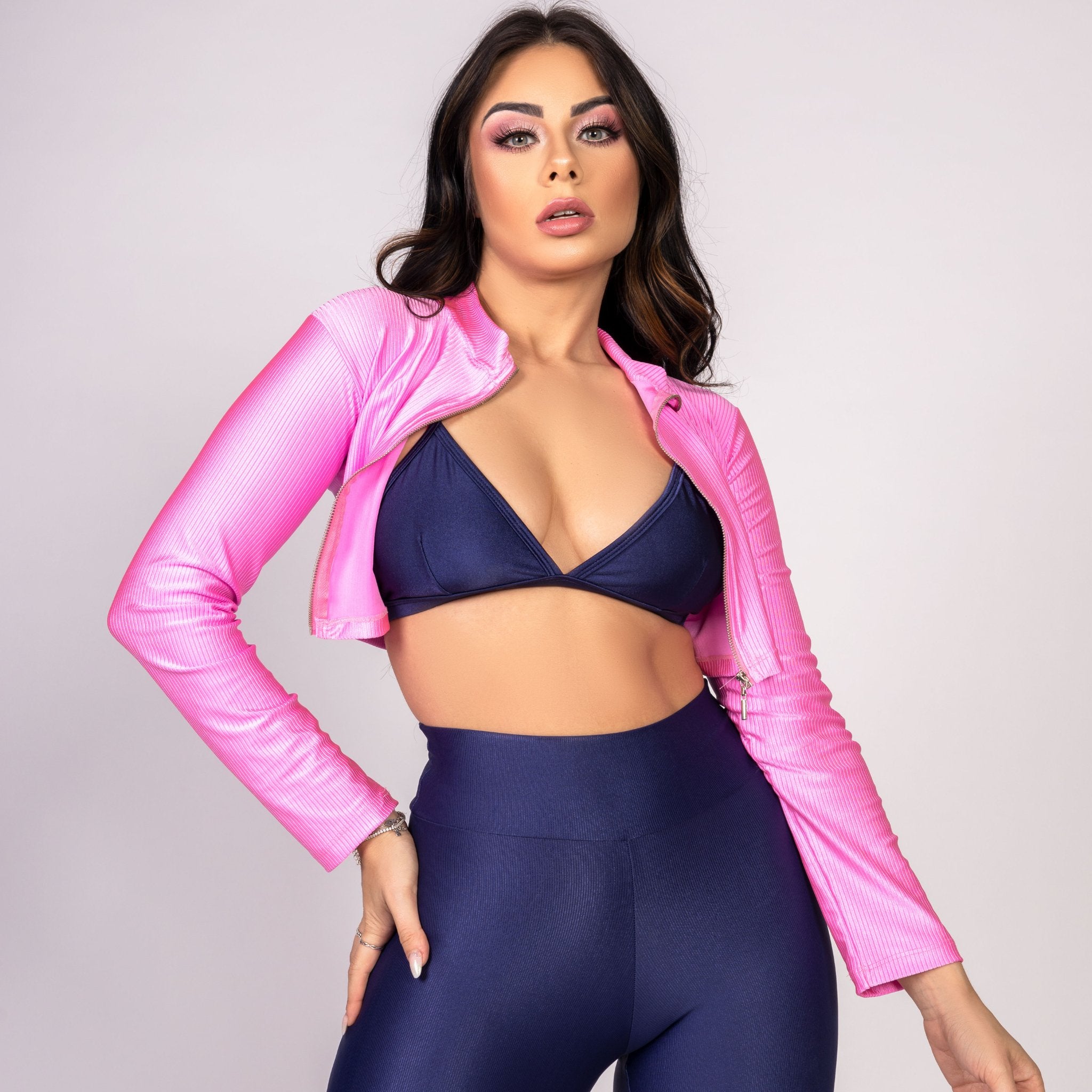 Jaqueta Canelada Rosa - She Squats