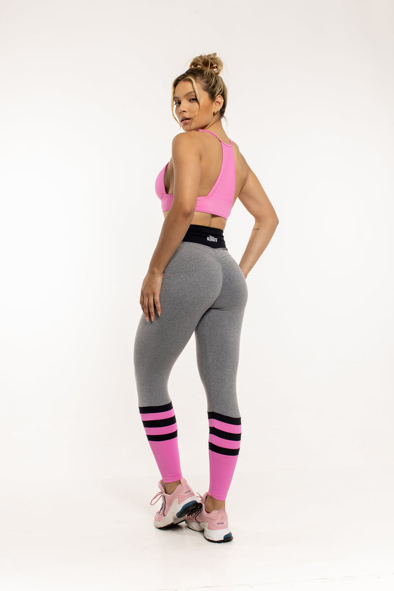 Legging Cinza e Rosa Com Empina Bumbum - She Squats