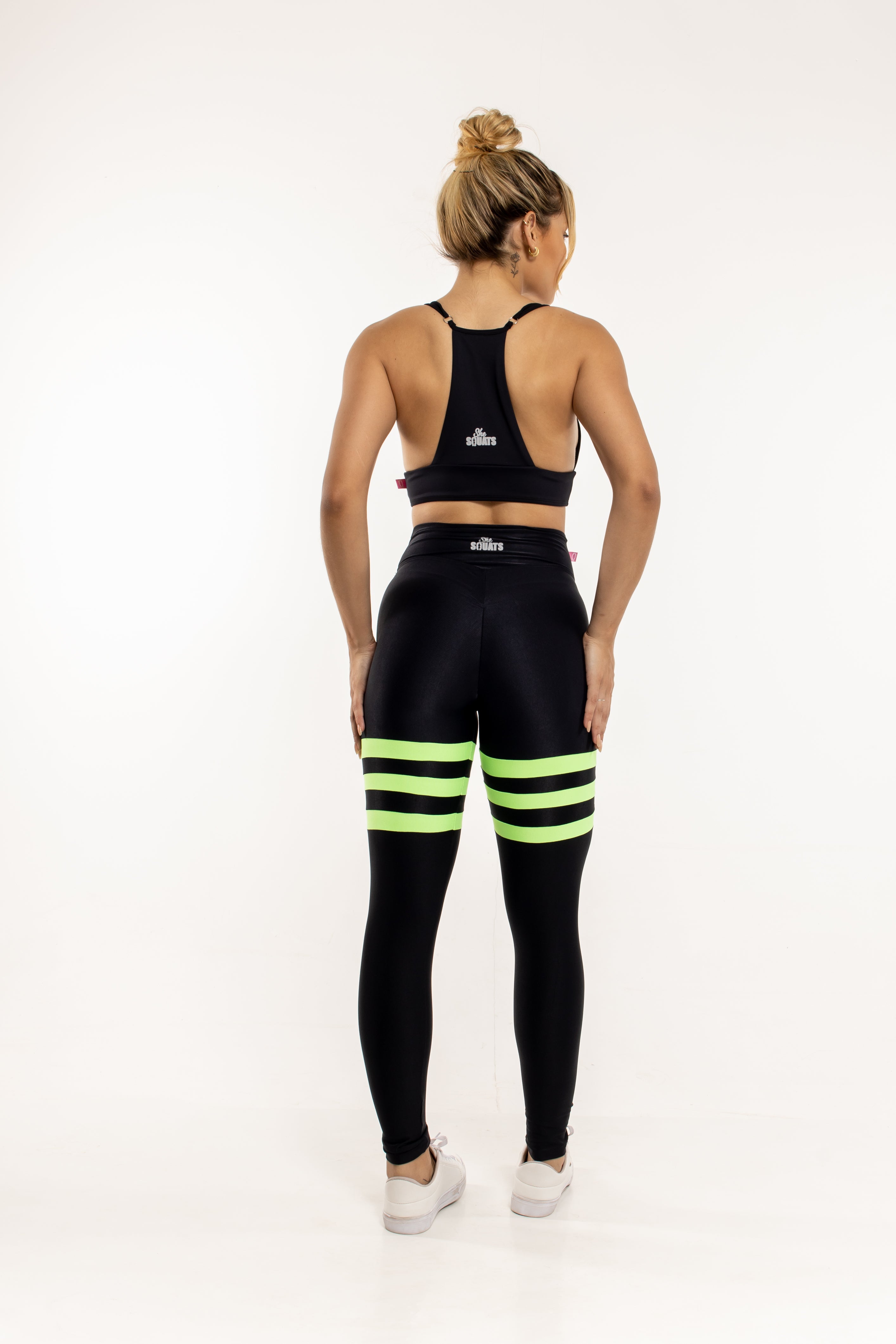 Legging Preta e Verde Com Empina Bumbum - She Squats