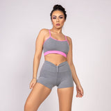 Top Alcinha Cinza Mescla e Rosa - She Squats